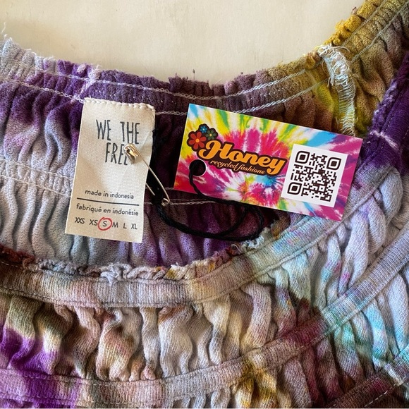 Free People Tie Dye Babydoll Top Tee Womens Size Small Handmade Multi FP Shirt - Picture 9 of 9